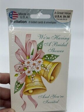 Vintage Bridal Wedding Shower Invitations Sealed Set Of 8 Wedding Bells NOS